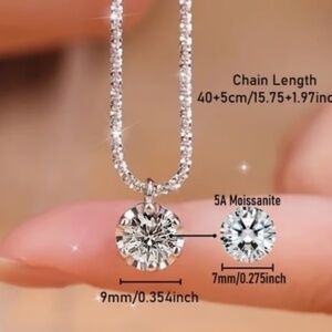 1CT Moissanite Radiance Pendant Necklace - Sterling Silver